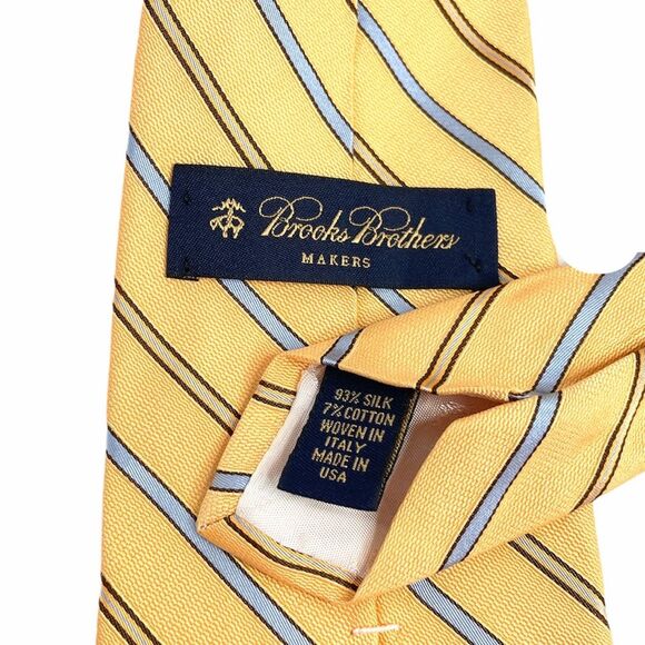 Brooks Brothers Striped Tie Yellow Blue - Picture 3 of 3